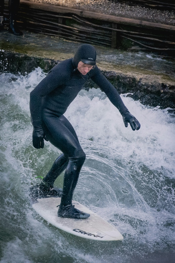 an individual wearing a wetsuit designed with WPU technology