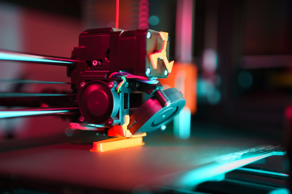 Close up of a 3D printer