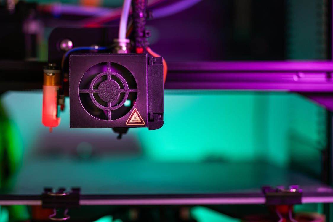 Close up of a 3D printer