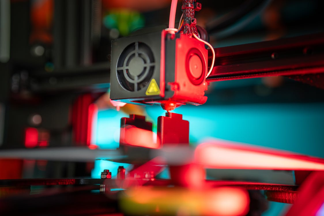 Close up of a 3D printer