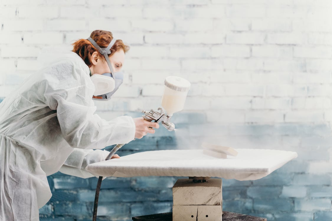 A woman working with polyurethane dispersions
