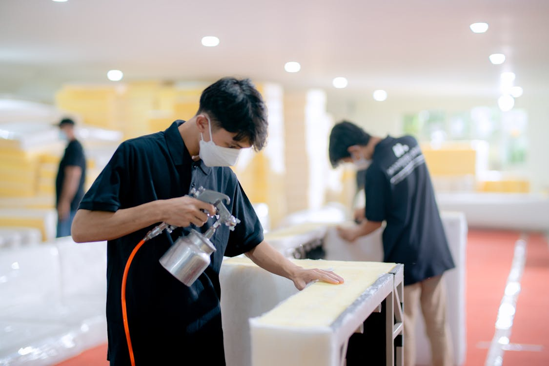 A woman working with polyurethane dispersions